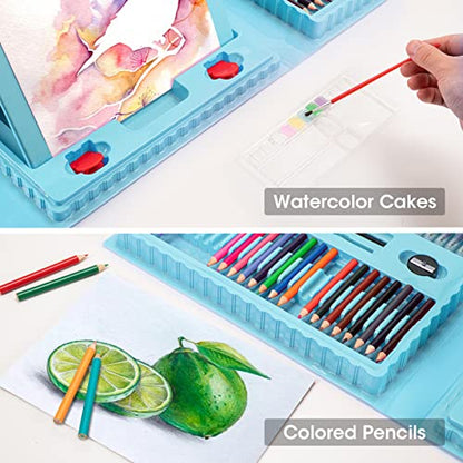 VigorFun Art Supplies, 240 PCS Drawing Art Kit, Gifts Case for Kids Art Set - color: Cyan