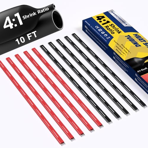 haisstronica 10Ft 4:1 Heat Shrink Tubing Kit 3/16" Black/Red - color: Black & Red, size: 3/16"