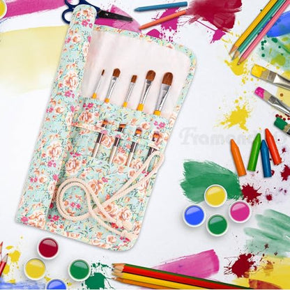 Framendino, 20 Slot Paint Brush Holder Canvas Storage Artist Organizer Roll-Up Case Bag
