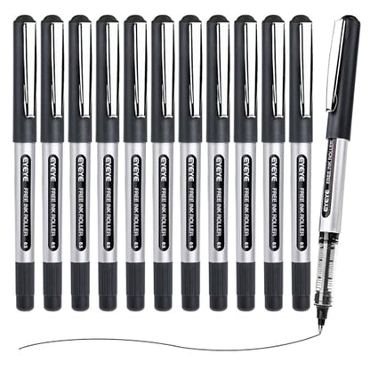 EYEYE Black Pens Pack of 12, 0.5mm Extra Fine Point Roller Ball Pen - color: Black