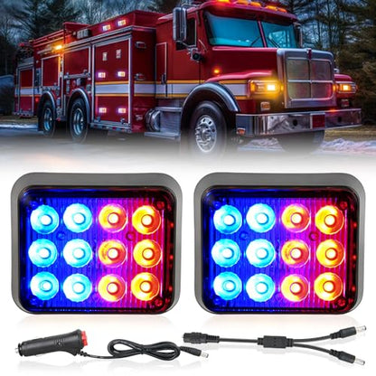 Nilight 12LED Magnetic Wireless Trailer Lights 2PCS Red and Blue - color: 12LED Blue Red
