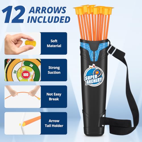 HYES Bow and Arrow for Kids, LED Light Up Archery Set, Blue - size: 1 pack-blue standing target