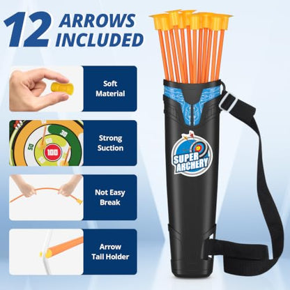 HYES Bow and Arrow for Kids, LED Light Up Archery Set, Blue - size: 1 pack-blue standing target