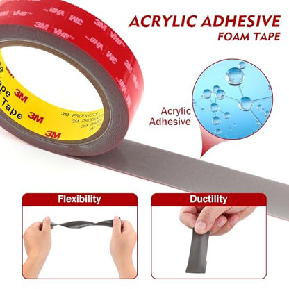 3M Double Sided Tape 0.5" x 15.4Ft Heavy Duty Mounting Tape Grey - color: Grey, size: 0.5" x 15.4Ft
