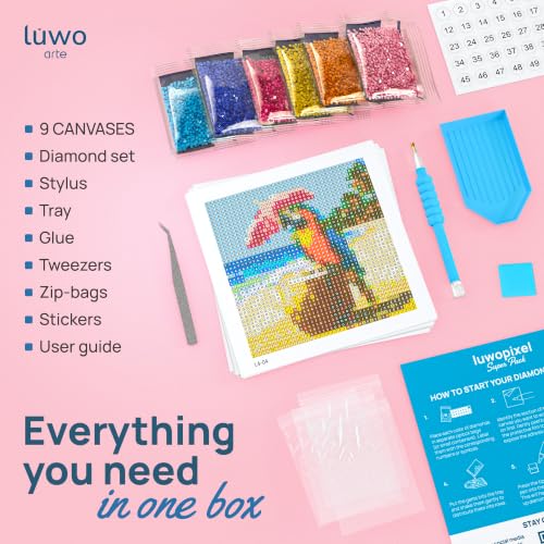 LuwoArte 9 Pack Summer Beach Diamond Art Kits for Adults Beginners - color: Summer Beach