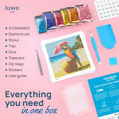 LuwoArte 9 Pack Summer Beach Diamond Art Kits for Adults Beginners - color: Summer Beach