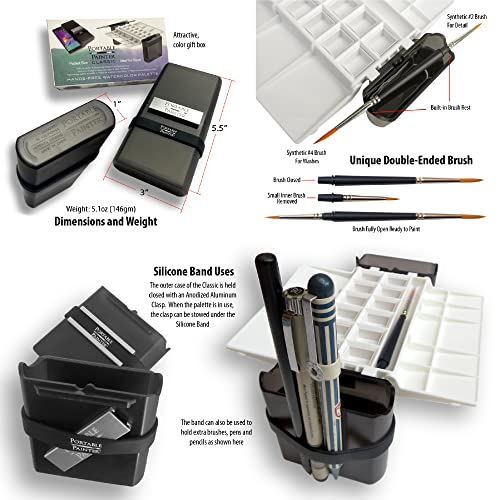 Watercolor Palette by Portable Painter - Ultralight - Travel - Pocket Size - Professional Quality