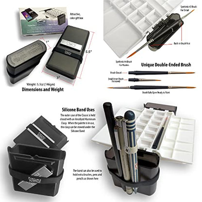 Watercolor Palette by Portable Painter - Ultralight - Travel - Pocket Size - Professional Quality