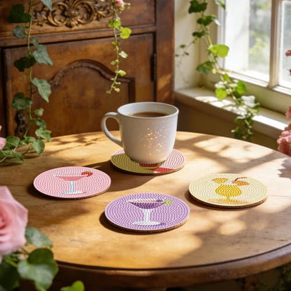 Leatrice 8PCS Diamond Art Coasters Set Diamond Painting Kits for Adults - color: AB cup