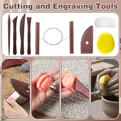 48pcs Pottery Tools Kit for Sculpting,Clay Tools Sculpting Kit,Ceramic Tool for Modeling, Trimming, Molding Clay Carving,Shaping, Pottery Kiln