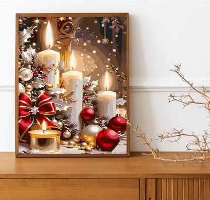 Meothan Paint by Numbers Kit for Adults Beginner 16x20 inch (Without Frame) - color: 1 Pack Christmas Candles, size: 15.7 x 19.7 in