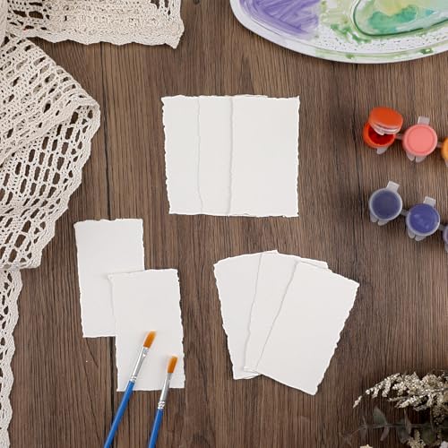 100 Sheets Watercolor Paper, 2 x 3.5 in, 300 GSM, Deckled Edge - size: 2 x 3.5inch