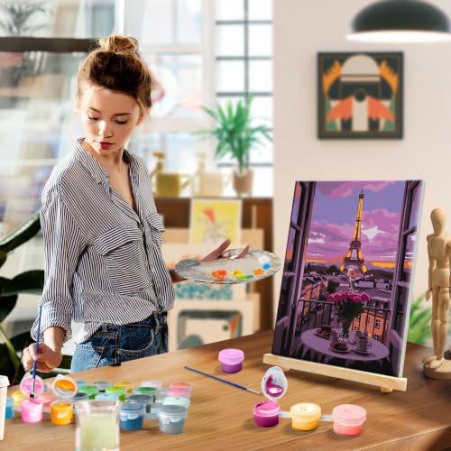 YOYA Framed Paint by Numbers Kit for Adults - Eiffel Tower Paint by Number - color: Eiffel Tower 037