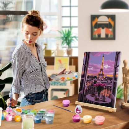 YOYA Framed Paint by Numbers Kit for Adults - Eiffel Tower Paint by Number - color: Eiffel Tower 037