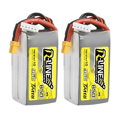 TATTU R-Line 850mAh 14.8V 95C 4S LiPo Battery Pack with XT30 Plug(2 Pcs) - size: 2 Pcs