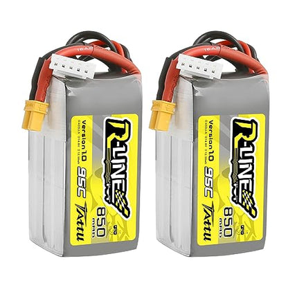 TATTU R-Line 850mAh 14.8V 95C 4S LiPo Battery Pack with XT30 Plug(2 Pcs) - size: 2 Pcs