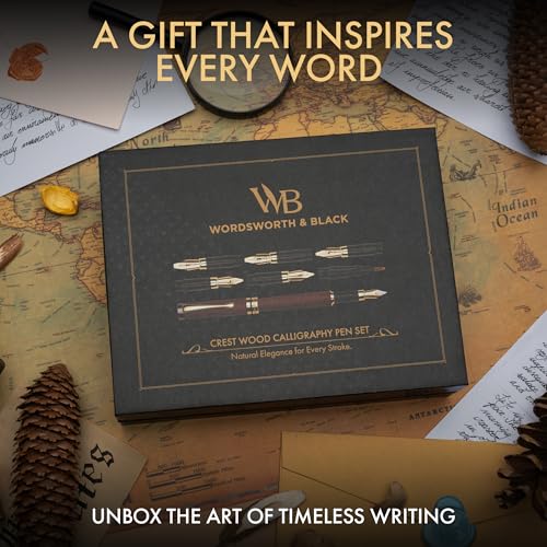 Wordsworth & Black Luxury Bamboo Rose Calligraphy Pen Set, 6 Nibs - color: Rosewood
