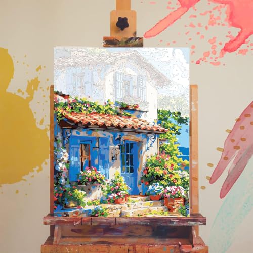 Paint by Numbers for Adults House - Seaside Paint by Number on Canvas - color: MT23038