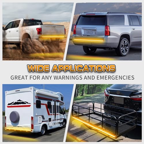 XRIDONSEN 48 inch 288 LED Tailgate Strobe Lights Amber Emergency Lights - color: Amber