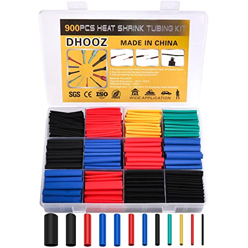 900 Pcs Wire Heat Shrink Tubing Kit, Industrial Heat-Shrink Tubing for Wires, 2:1 Marine Grade Heat Shrink Wrap, Premium Large Electrical Waterproof Heat Shrink Tape,12 Sizes 6Colored Assorted, DHOOZ - size: 12 Sizes 6Colored
