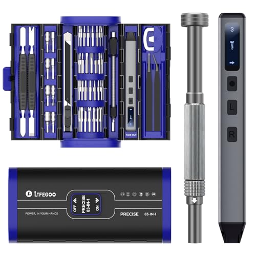 LIFEGOO Electric Screwdriver, 83 in 1 Precision Electric Screwdriver Set - color: Blue, size: 83 in 1