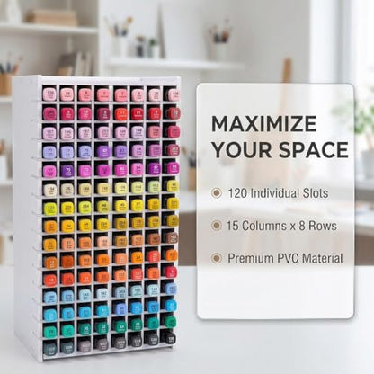 SANFURNEY Art Marker Storage Rack for 120 Markers - size: Rack for 120 Markers - White