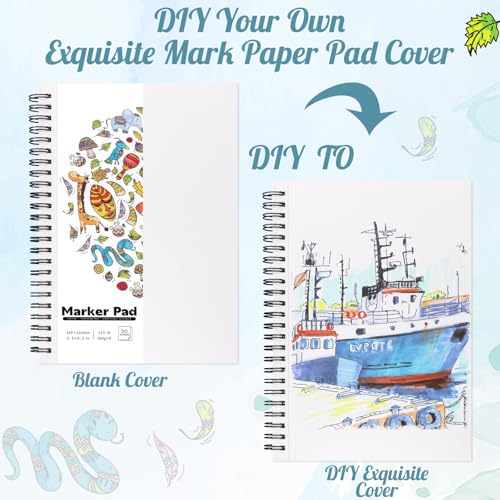 3 Pack Marker Paper Pad 5.5 × 8.5 in, Double-Sided, Spiral Bound - size: 5.5×8.5 Inch (3 Pack)