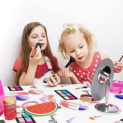 PHOGARY 2 Packs SPA Makeup Party Tablecovers, Cosmetics Makeup Theme Tablecloth, Disposable Plastic Rectangular Table Covers for Girls Spa Makeup Party Birthday Cocktail Party Decorations