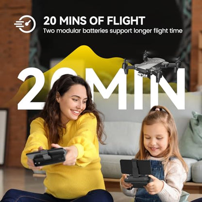DEERC D20 Mini Drone for Kids with 1080P HD FPV Camera Remote Control Toys Gifts for Boys Girls with Altitude Hold, Headless Mode, One Key Start Speed Adjustment, 3D Flips 2 Batteries, Silver