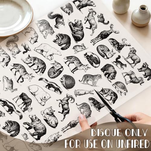 EVERJOYCRAFT 4pcs Underglaze Transfers for Pottery Animals Ceramic Decal - color: Forest Animals