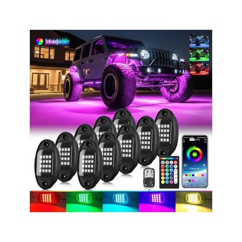 10Pods RGB LED Rock Lights Multicolor Underglow Accent Light Kit 12V - size: 10Pods