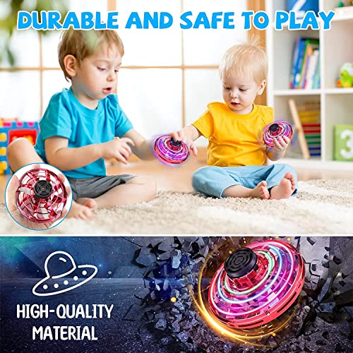 Flying Spinner Mini UFO Drone, Ifly Spinner Fly UFO Flying Fidget Spinner, iFly Hand Controlled Boomerang Drone Cool Toys Gifts for 8 9 10+ Year Old Boys Girls Teens Indoor Outdoor Toys (Red) - color: Red