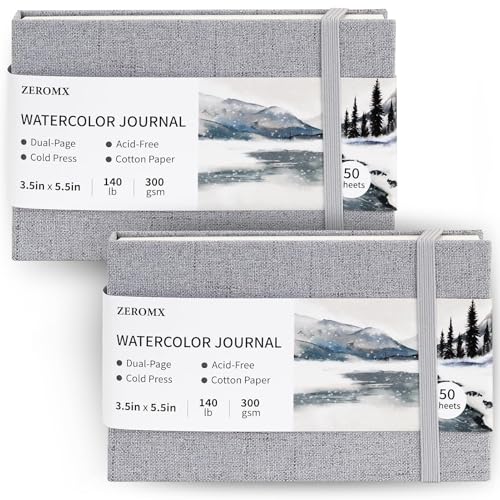 ZEROMX 2 Packs Watercolor Sketchbook 3.5x5.5 Watercolor Journal
