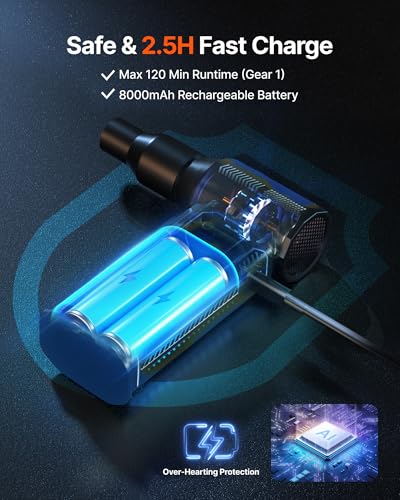 Compressed Air Duster, 130,000RPM Ultra-Powerful Electric Air Duster - color: Blue