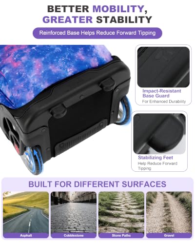 NEW TILAMI 19 Inch Rolling Backpack for School Stair-Climbing Big Wheel - color: Purple Star Violet