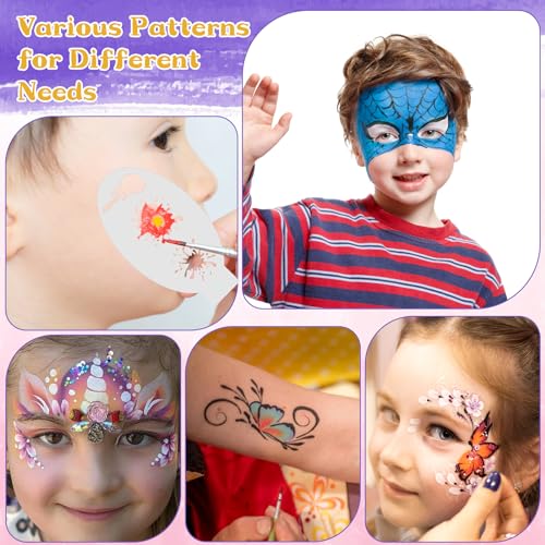 34+28Pcs Face Paint Stencils Kit, Suboyica Plastic Facial Painting Stencils