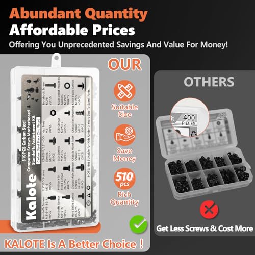 510Pcs Computer Screws Kit, M3 6-32 Motherboard Standoffs for SSD - color: 510Pcs Black Pc Screws