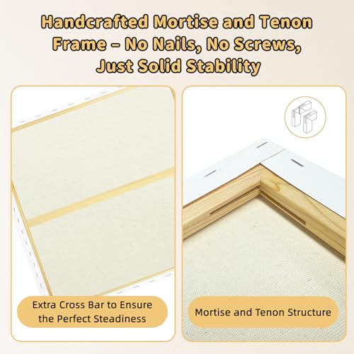 4-Pack 24x24 Square Stretched Canvas Cotton for Oil & Acrylic (60 x 60 cm) - size: 4PK - 24"x24"