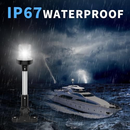 Obcursco Boat Stern Light, Bimini Top LED Anchor Light, Boat Accessories - size: 18''Vertical Swing
