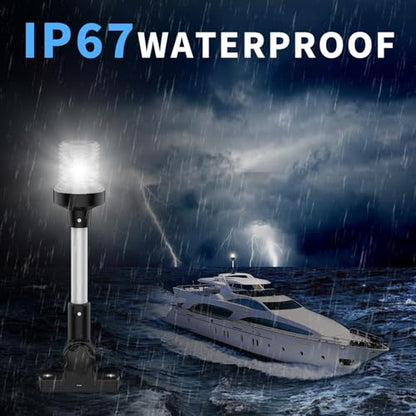 Obcursco Boat Stern Light, Bimini Top LED Anchor Light, Boat Accessories - size: 18''Vertical Swing