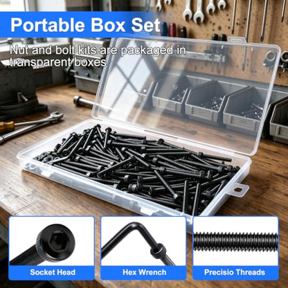 330Pcs M3 x 30mm Hex Socket Head Cap Screws with Nuts and Washers - size: M3 x 30mm-330PCS