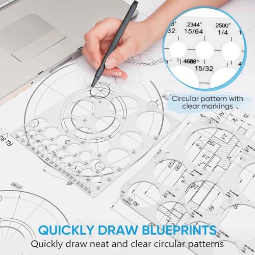 SenseYo 3 Pack Circle Template Stencil Round Geometric Drawings Ruler for Drafting Design Office Building Formwork Studying Large and Small Size - size: 3
