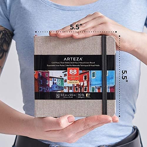 ARTEZA Watercolor Journals, 5.5 x 5.5 in, 3 Pack, 88 Pages Each - color: Gray, size: 3 Pack