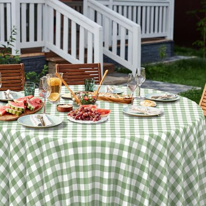 3 Pcs Sage Green Gingham Tablecloths 84 inch Checkered Round Tablecloths - color: Sage Green-round