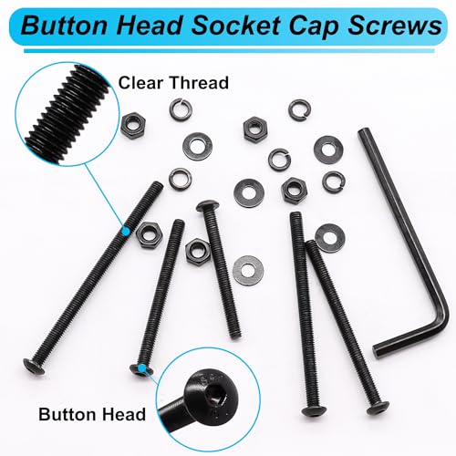 420PCS Black M3 Button Head Hex Socket Cap Screws, M3 x 30/35/40/45/50mm Metric Screws Bolts Nuts Washers Assortment Kit, 10.9 Grade Alloy Steel - size: M3-420PCS