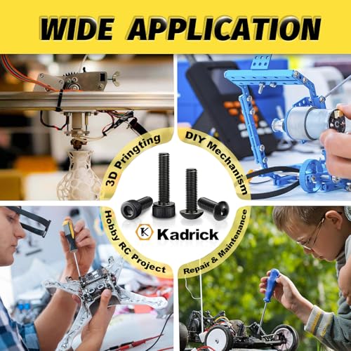 KADRICK 1580PCS M4 Screws Assortment,Hex Socket Button & Cap Head - size: M4 1580Pcs 6-40mm