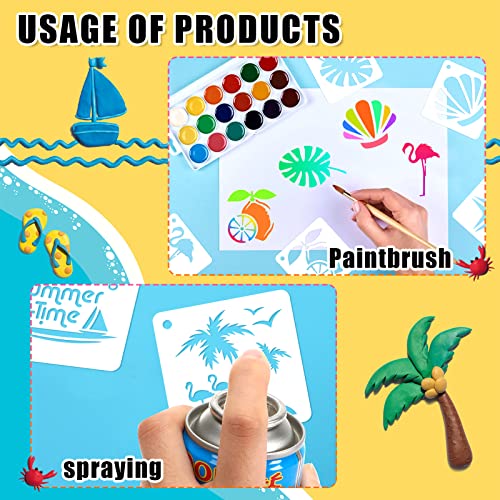 Augshy 56 Pack Summer Stencils for Painting, 3 Inch Beach Crafts Template - style: Hawaii