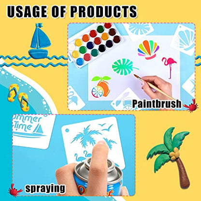 Augshy 56 Pack Summer Stencils for Painting, 3 Inch Beach Crafts Template - style: Hawaii