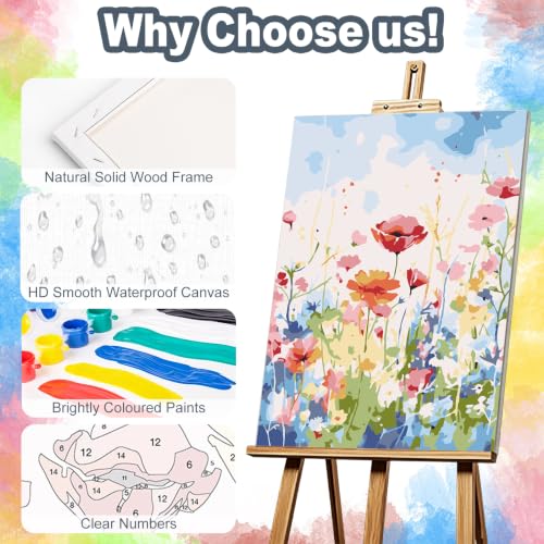 Kalonyth Flowers Framed Paint by Numbers Kit for Adults Beginner 8x12 inch - color: Frame-OP-US07