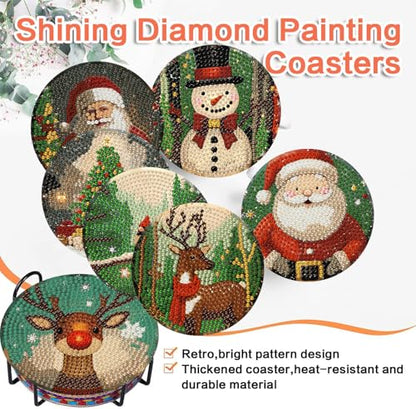 ijbnhd Christmas Diamond Art Coasters Kit, 8 PCS, 4X4inch - color: Christmas-5